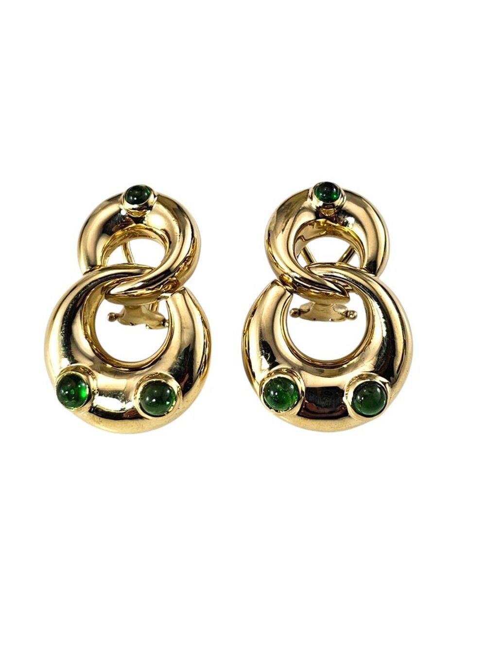 Tiffany & Co. 18K Yellow Gold Emerald Double Link Clip-On Earrings #25060